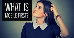 Woman thinking about mobile first